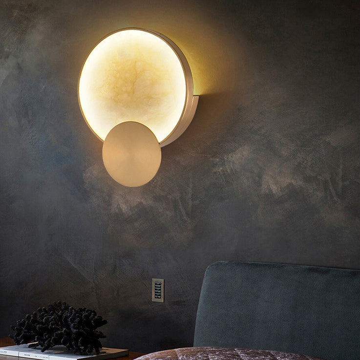 Contemporary Nordic Metal Marble Round LED Wall Sconce Lamp
