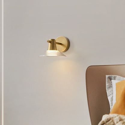 Nordic Full Copper Acrylic Conical LED Wall Sconce Lamp