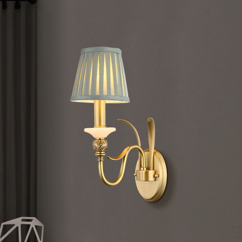 French Cone Copper Curved Arm 1//2 Light Wall Sconce Lamp