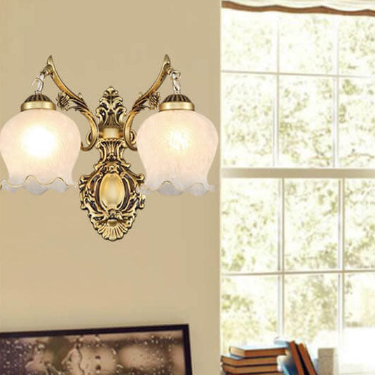 Light Full Copper Flower Shade 1/2- Light Wall Sconce Lamp