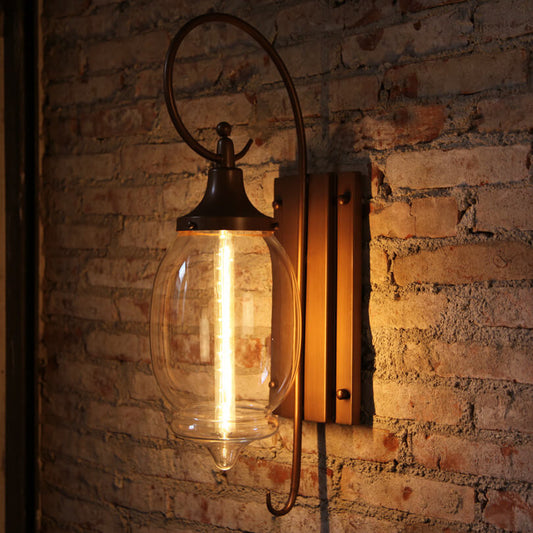 European Glass Cup Shade Iron 1-Light Wall Sconce Lamp