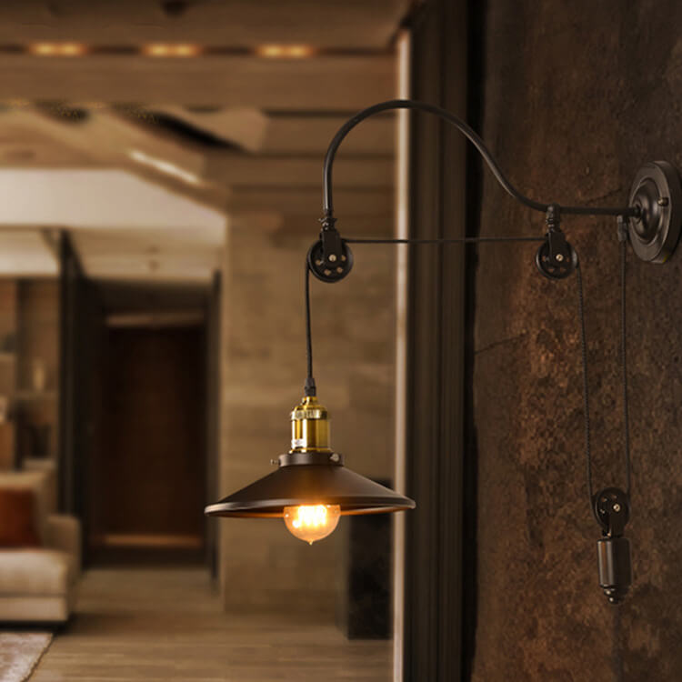 Contemporary Industrial Iron Round 1-Light Wall Sconce Lamp