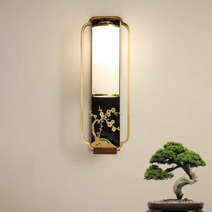 New Copper Glass Column Ring 1-Light Wall Sconce Lamp