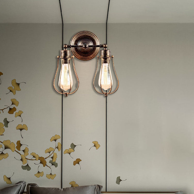 Traditional Colonial Gourd Iron 2-Light Wall Sconce Lamp