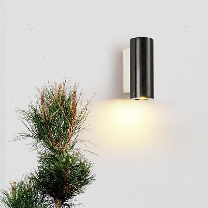 Waterproof Cylinder Marble 1-Light Wall Sconce Lamp