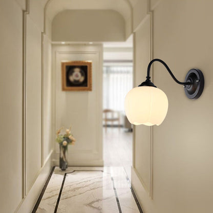 Minimalist Floral Iron Glass 1-Light Wall Sconce Lamp