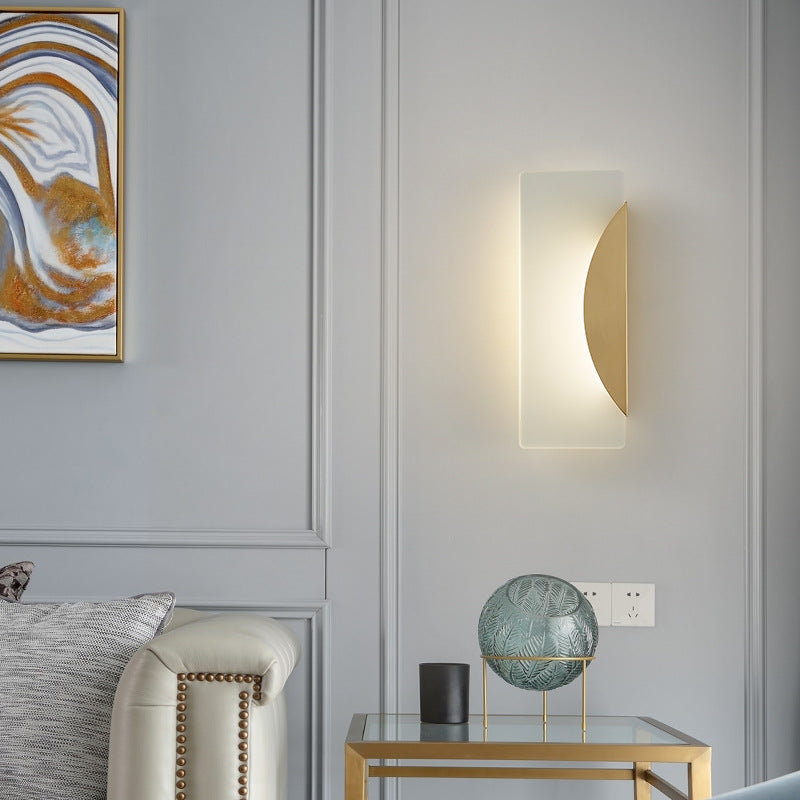 Luxury Full Copper Rectangular Acrylic LED Wall Sconce Lamp