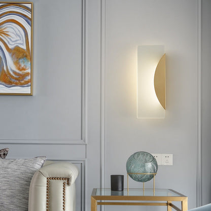 Luxury Full Copper Rectangular Acrylic LED Wall Sconce Lamp
