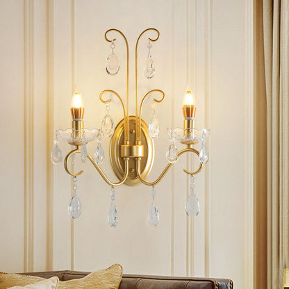 Traditional French Crystal Branch 2-Light Wall Sconce Lamp