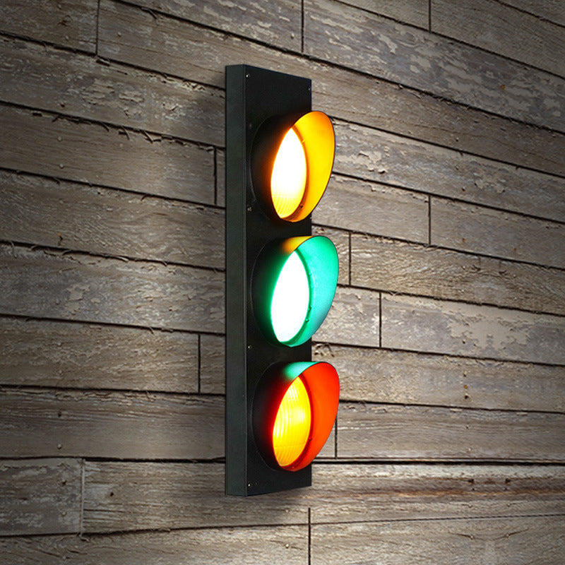 Rectangle Traffic Signal Iron Glass LED Wall Sconce Lamp