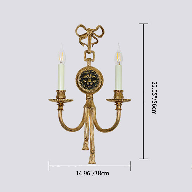 French Cylinder Sconce Full Brass 2-Light Wall Sconce Lamp
