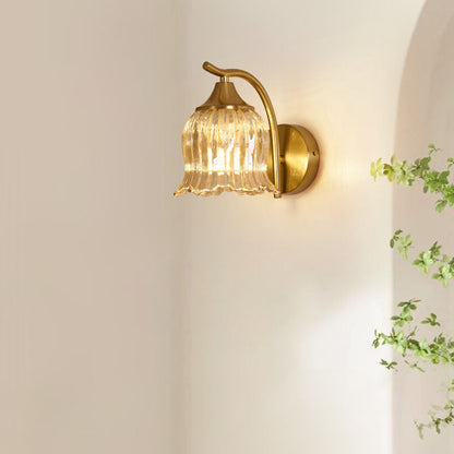 French Floral Hardware Glass 1-Light Wall Sconce Lamp