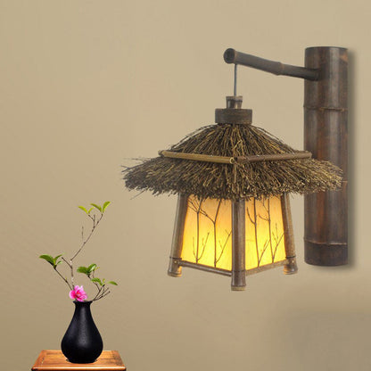 Traditional Rustic Cottage Bamboo 1-Light Wall Sconce Lamp