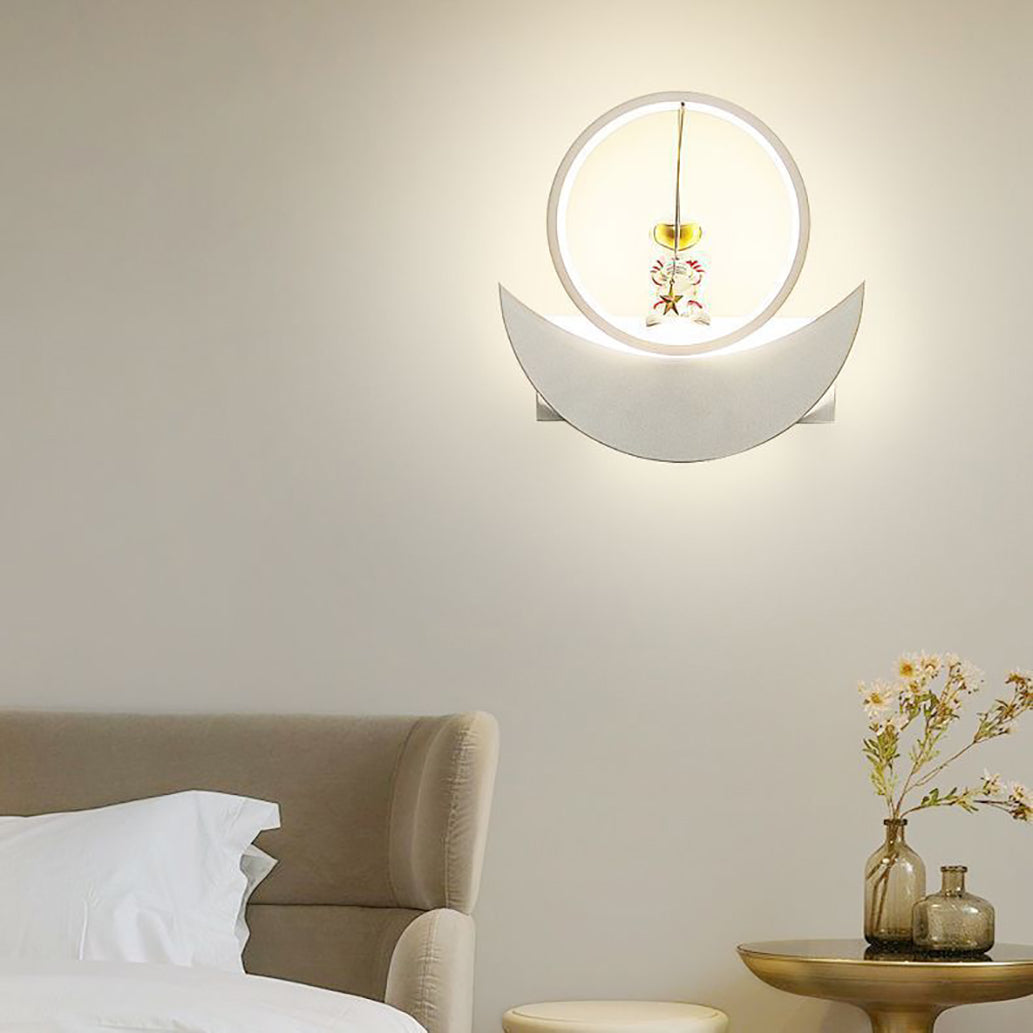 Resin Round Iron Aluminum Shade LED Kids Wall Sconce Lamp
