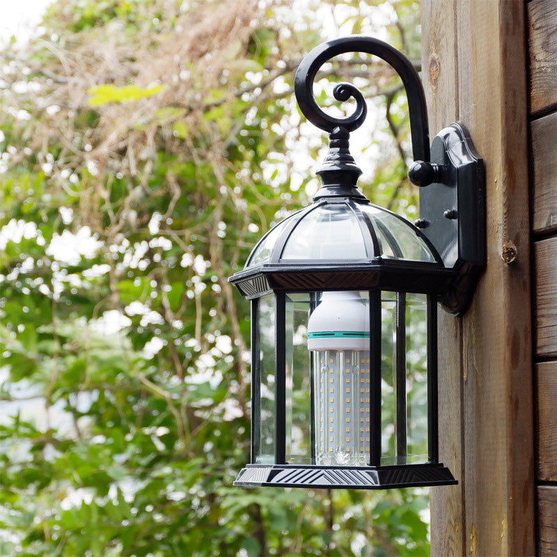 Waterproof Glass Hexagonal Prism 1-Light Wall Sconce Lamp