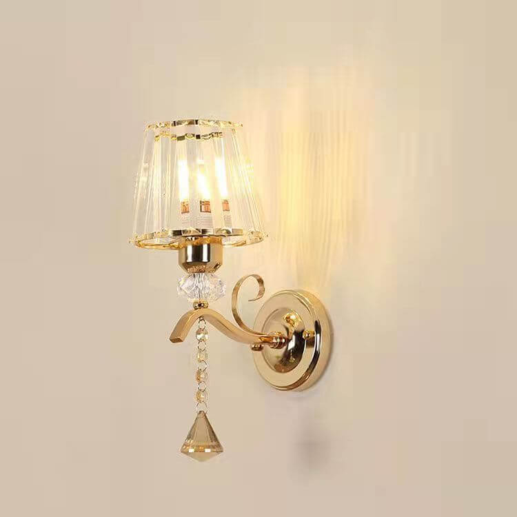 Luxury Iron Crystal Cone 1-Light Wall Sconce Lamp