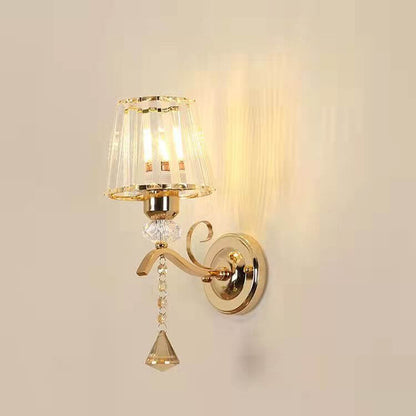 Luxury Iron Crystal Cone 1-Light Wall Sconce Lamp