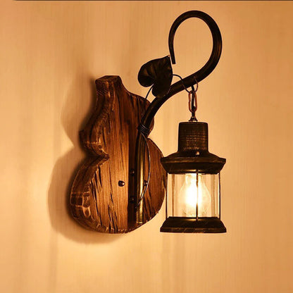 Rubberwood Glass Horse Lamp Iron 1-Light Wall Sconce Lamp