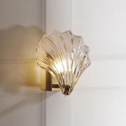 Creative Shell All Copper Glass 1-Light Wall Sconce Lamp