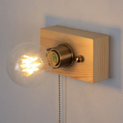 Traditional Rectangle Iron Wood 1-Light Wall Sconce Lamp