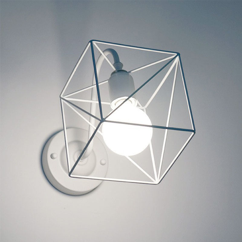 Rustic Iron Square Frame 1-Light Wall Sconce Lamp
