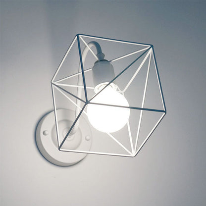 Rustic Iron Square Frame 1-Light Wall Sconce Lamp