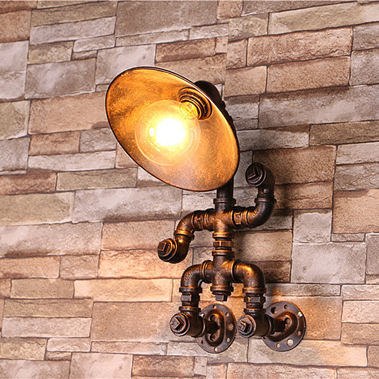 Industrial Dome Pipe Iron 1-Light Wall Sconce Lamp