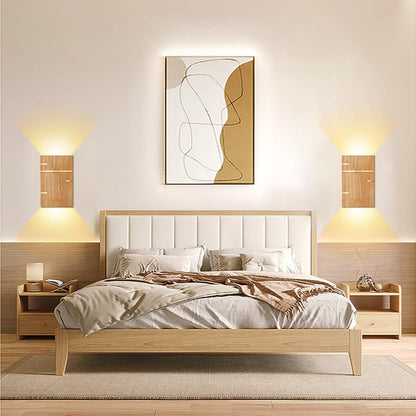 Scandinavian Rubberwood 2-Light Wall Sconce Lamp