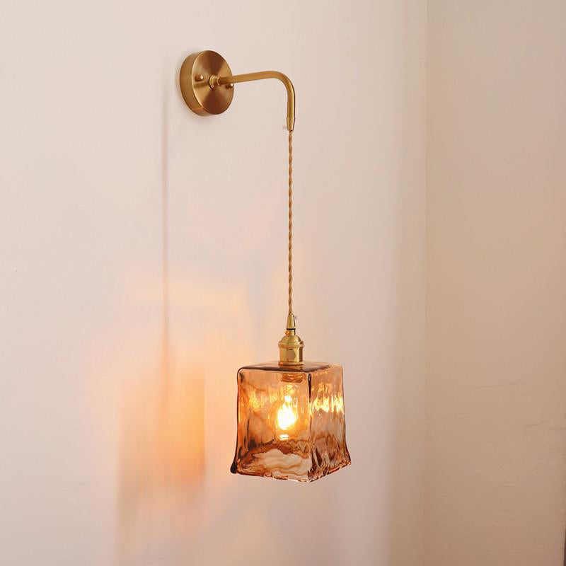 Eclectic Brass Iron Geometric 1-Light Wall Sconce Lamp