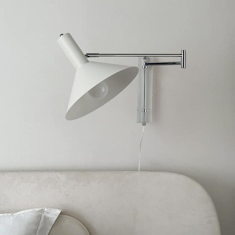 Round Tapered Iron 1-Light Retractable Wall Sconce Lamp