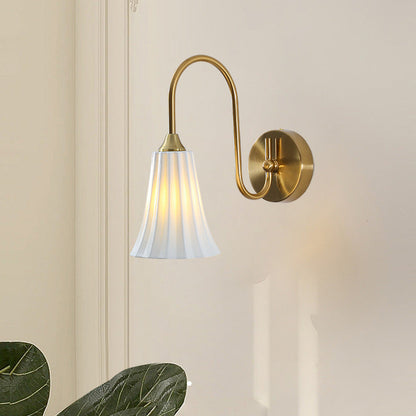 French Ball Ribbed Flower Bud 1-Light Wall Sconce Lamp