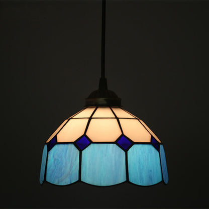 Tiffany Stained Glass Dome Shade European 1-Light Pendant Light