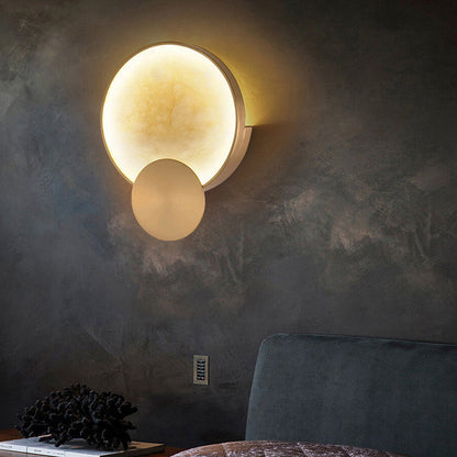 Modern Minimalist Round Iron Marble LED Wall Sconce Lamp