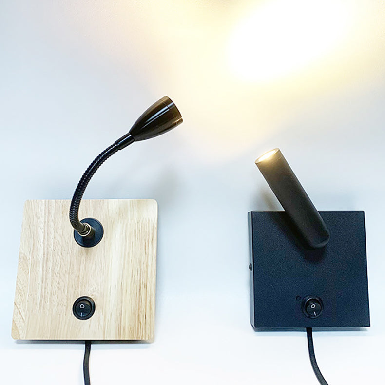 Simplicity Iron Aluminum Wood Square LED Wall Sconce Lamp