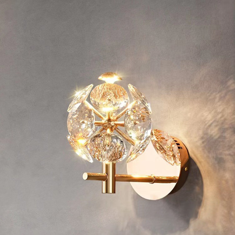 Luxury Hardware Crystal Ball LED Wall Sconce Lamp
