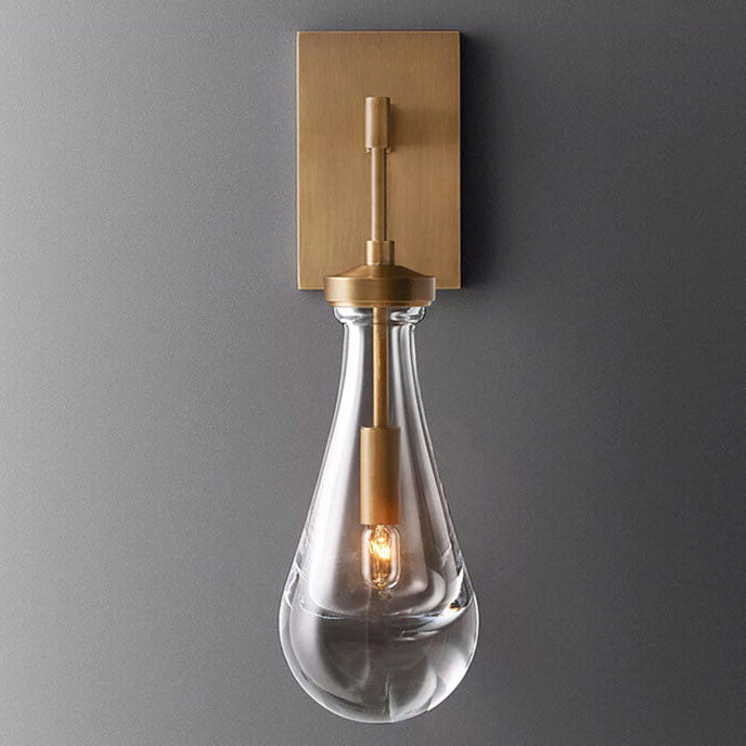 Teardrop Full Copper Crystal 1-Light Wall Sconce Lamp
