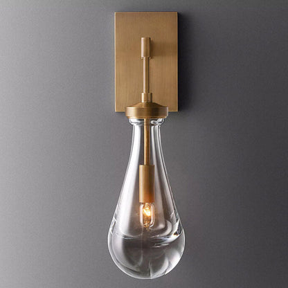 Teardrop Full Copper Crystal 1-Light Wall Sconce Lamp
