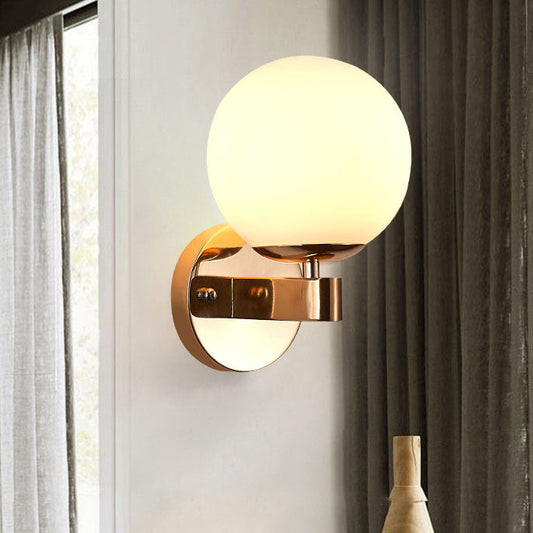 Minimal Round Head Iron Glass 1-Light Wall Sconce Lamp