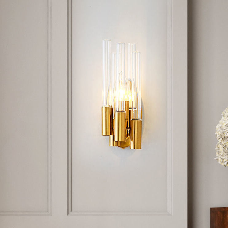 Light Wrought Iron Long Tube 1-Light Wall Sconce Lamp