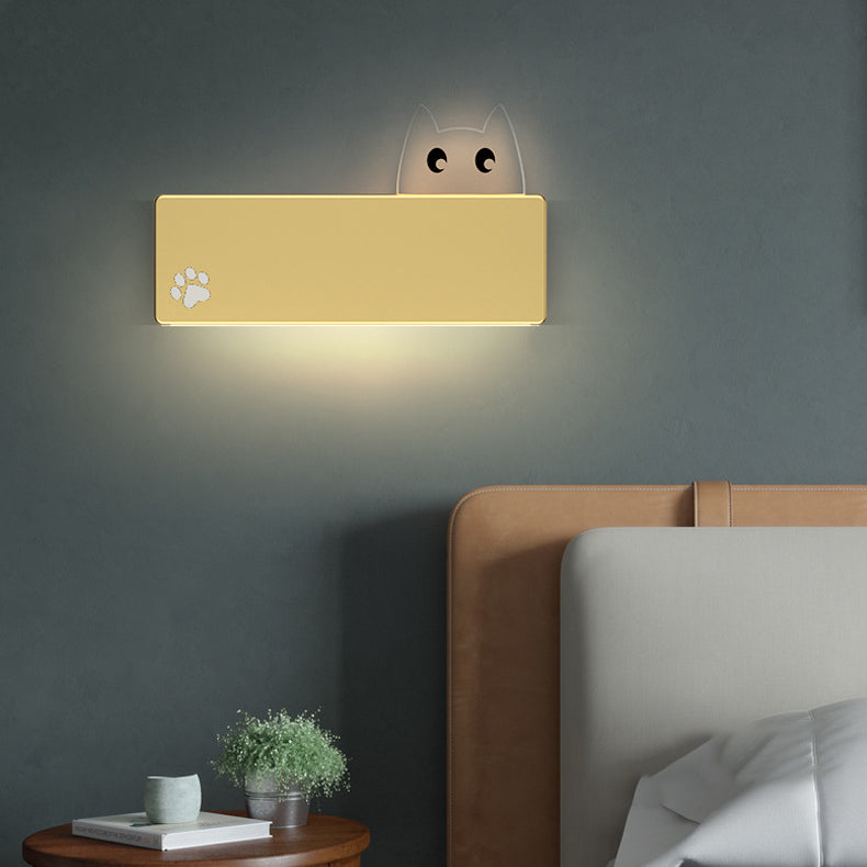 Simplicity Animal Cat Rectangular Iron LED Wall Sconce Lamp