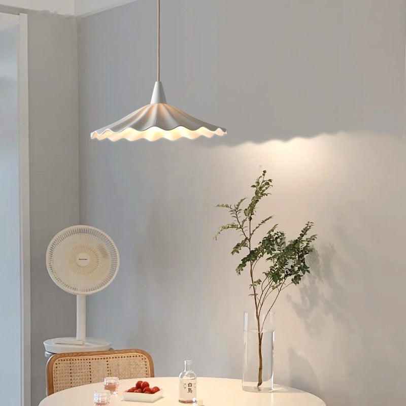 Minimalist Round Pleated Ceramic 1-Light Pendant Light