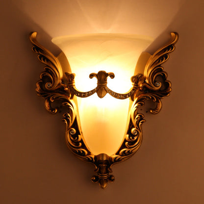 European Wings Cup Resin Glass 1-Light Wall Sconce Lamp