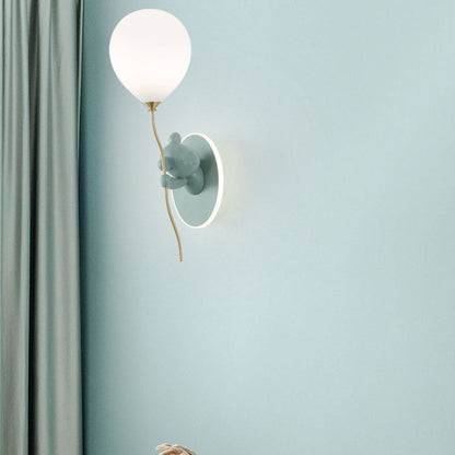 Cartoon Balloon Iron Resin Glass 1-Light Wall Sconce Lamp