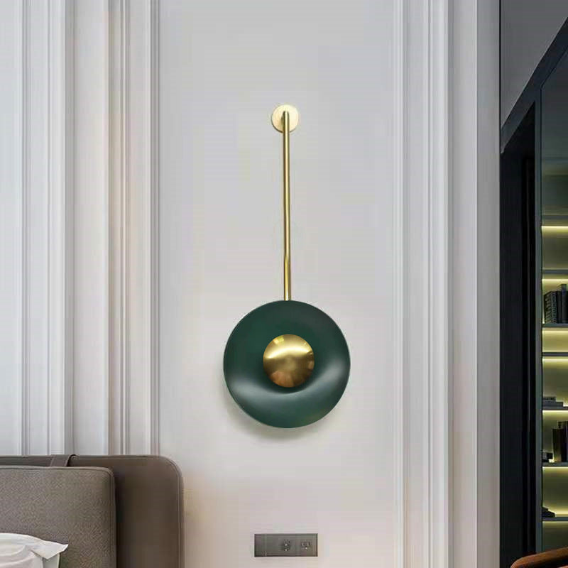 Iron Dark Green Round Long Pole LED Wall Sconce Lamp