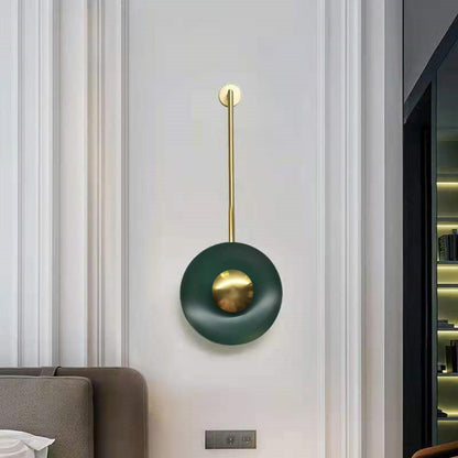 Iron Dark Green Round Long Pole LED Wall Sconce Lamp
