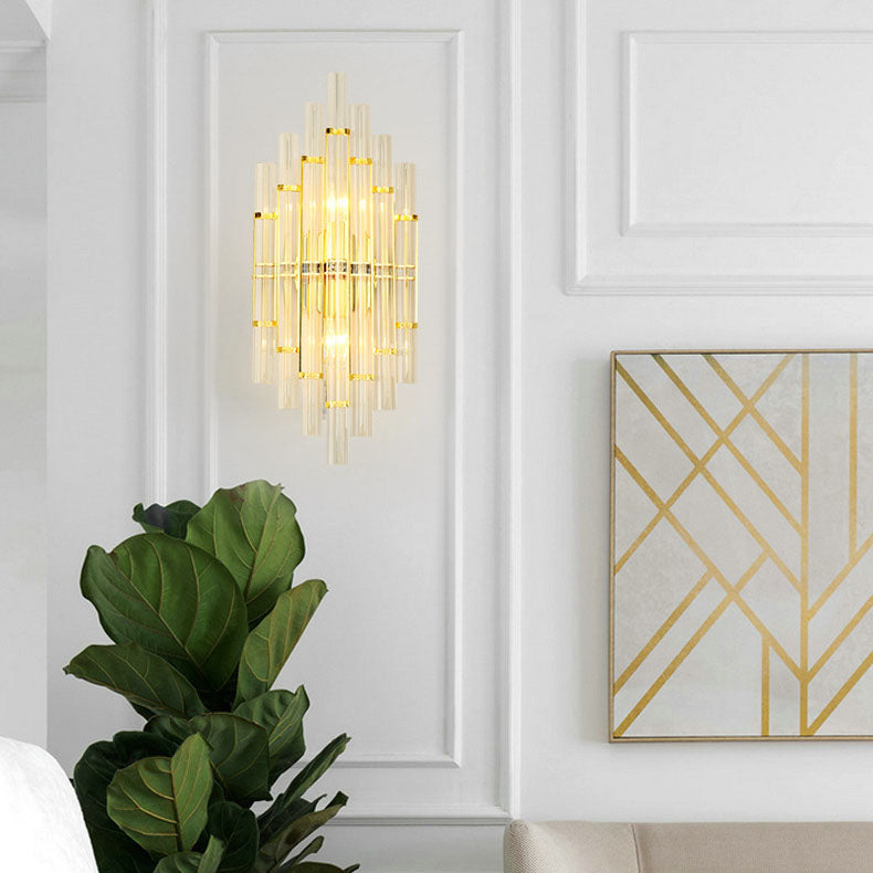 Crystal Column Rechargeable 2-Light Wall Sconce Lamp