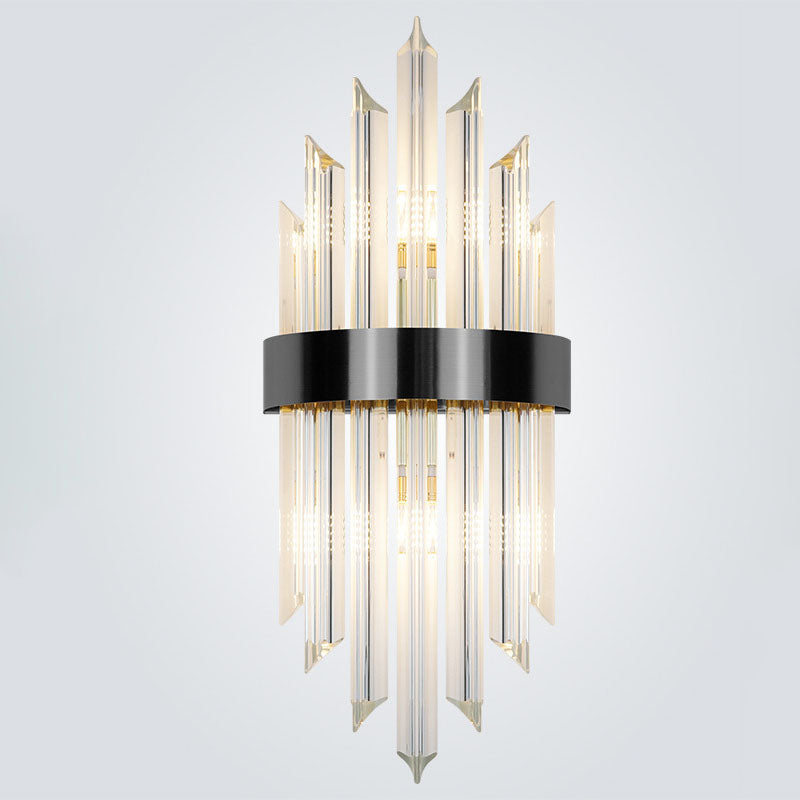 Glass Crystal Rod Stainless Steel 2-Light Wall Sconce Lamp