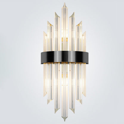 Glass Crystal Rod Stainless Steel 2-Light Wall Sconce Lamp