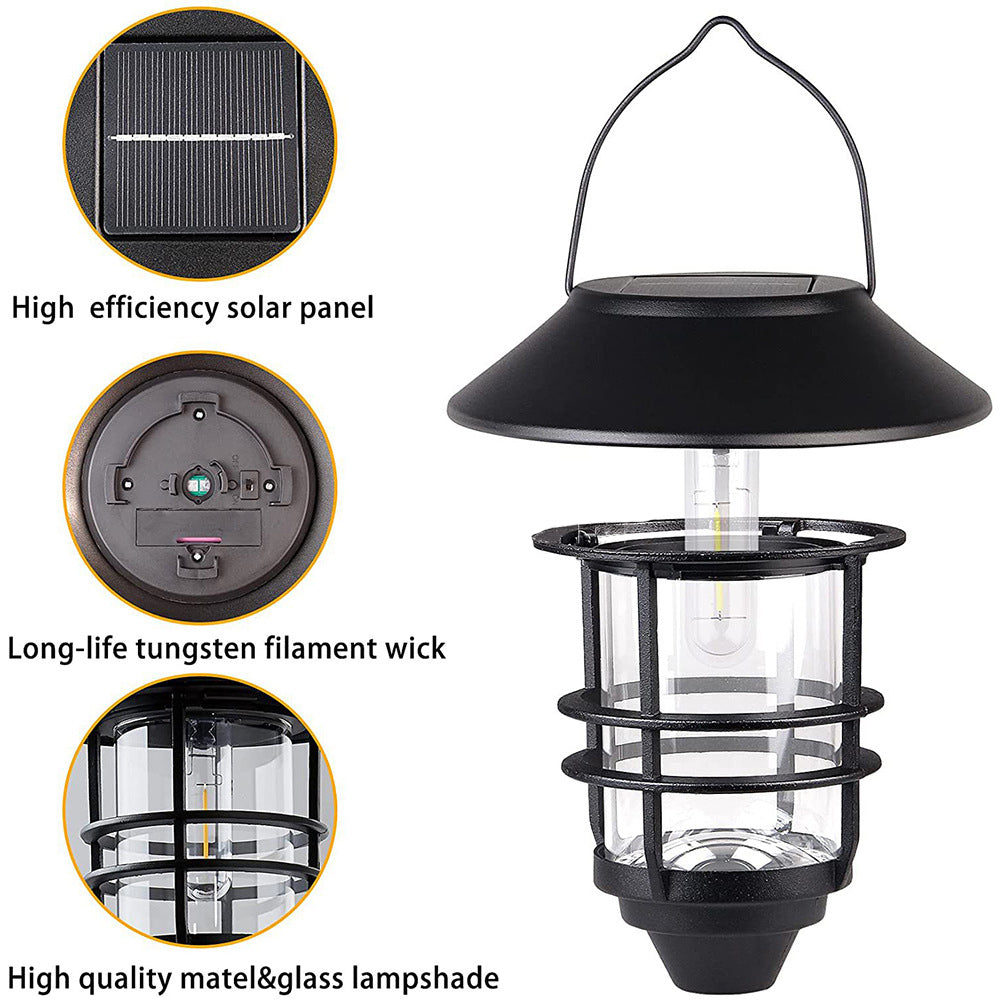 Solar Lantern Cylinder 1-Light Hanging Wall Sconce Lamp