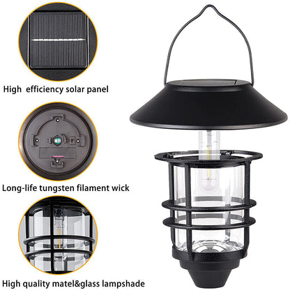Solar Lantern Cylinder 1-Light Hanging Wall Sconce Lamp
